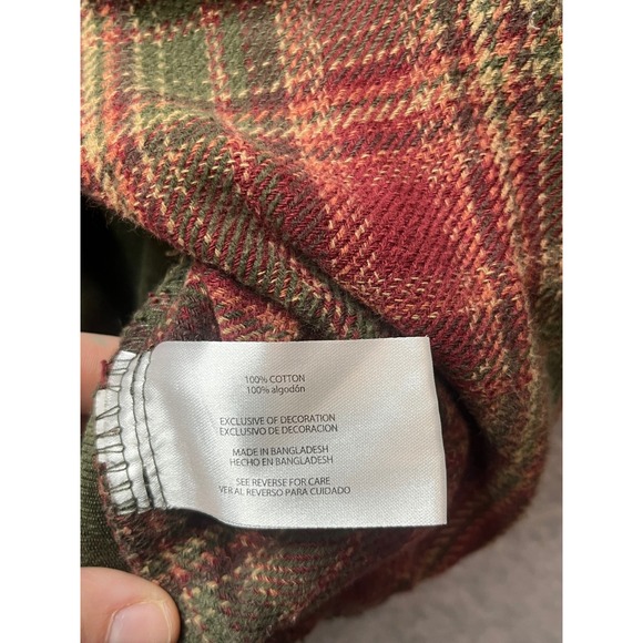 ORVIS Men's M Plaid Flannel Long Sleeve Button Up Shirt shacket pocket Red green - Picture 8 of 8